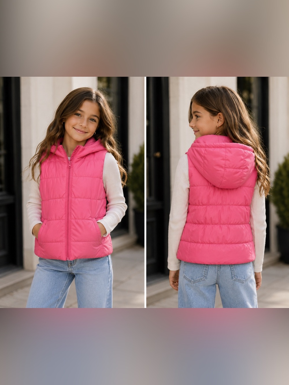 GAP Kids Coral Hooded Puffer Vest